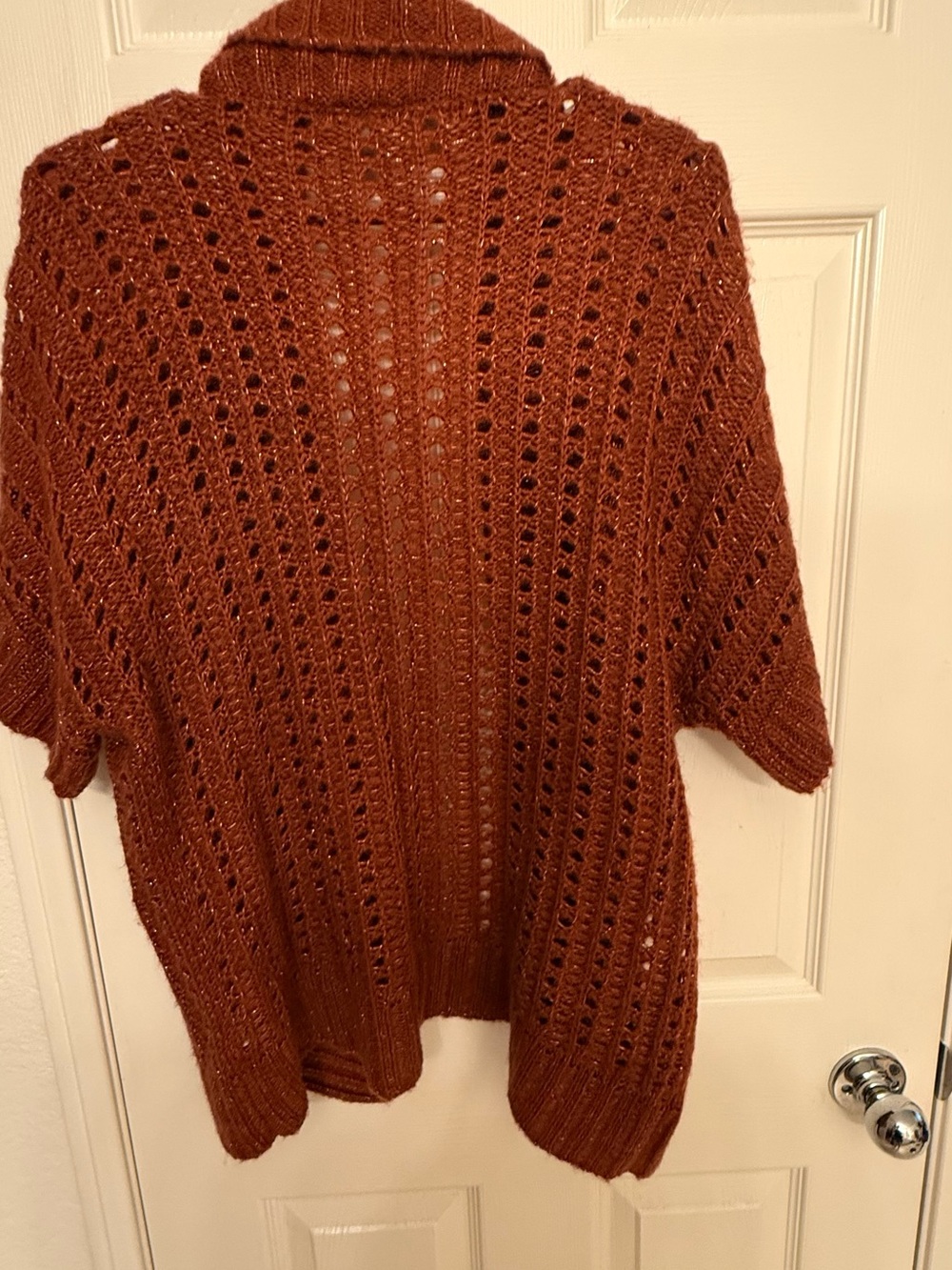 Roz & Ali Rust Open-Front Knit Sweater Cardigan - Picture 9 of 9